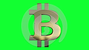 3d icon btc with gold color video green screen