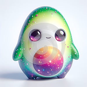 A 3D icon character shaped like avocado decorated with cosmic patterns. AI generated 3d icon for avatars, networks, websites, toy