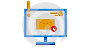 3D icon. Computer icon for sending letters. Notification of new messages.