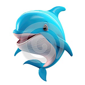 3d icon cute funny dolphin of underwater character cute cartoon shark, ocean predator cartoon style on Isolated Transparent png