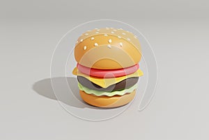 3d icon fast food burger renderings themed flat design