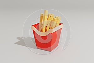 3d icon fast food french fries renderings flat design