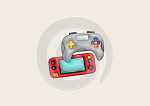 3d icon joystick gamepad game console or game controller Computer game. minimalist cartoon style