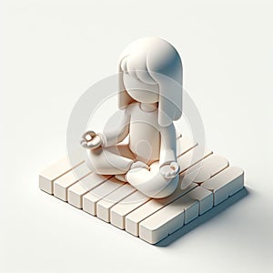 3D icon of a person meditating in isometric style on a white background