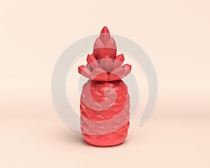 3d Icon pineapple, monochrome red fruit, flat color, 3d Rendering, healthy food