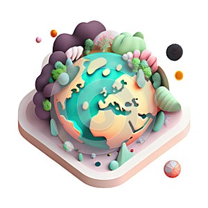 3d icon Planet earth day, national pollution prevention day, world environment day. Concept of prevention against environmental