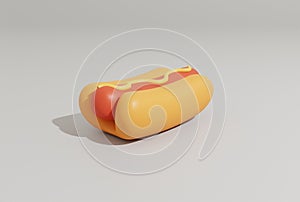 3d icon renderings of hot dog fast food