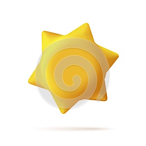 3d icon of sun, smooth simple shape, isolated