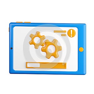 3d icon. Tablet icon with downloading information. Updating the internal software.