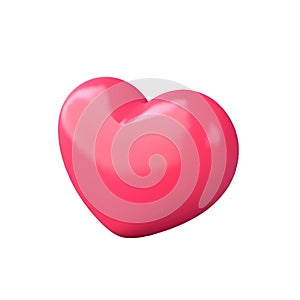 3d icon Valentine Pink heart love shape on isolated transparent background png. Generative ai