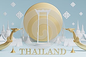 3d The iconic of thailand travel concept the most beautiful places to visit in thailand in 3d illustration, thai architecture and