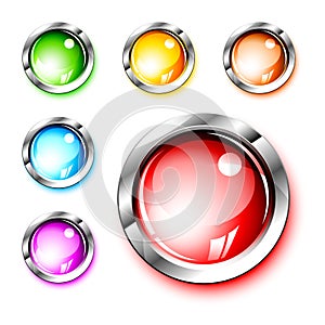 3D Icons: Blank Glossy Push Buttons