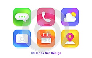 3d icons sur design symbols for mobile app