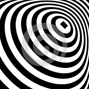 3D Illusion in Abstract Op Art Design. Concentric Circles Pattern