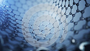 3d illusrtation of graphene molecules. Nanotechnology background illustration.