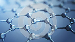 3d illusrtation of graphene molecules. Nanotechnology background illustration.