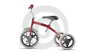 3D illustrate of Children`s tricycle pink bicycle isolated on white background