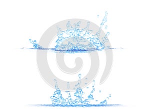 3D illustration of 2 side views of nice water splash - mockup isolated on white, creative still
