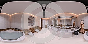 3d illustration 360 degrees panorama of bathroom