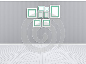 3d illustration, 3d render, composition of rectangular empty photo frames on an abstract background