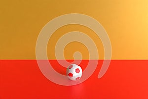 3d illustration. 3d rendered 3d render of a red and white ball on a red and yellow background. Worl cup resources