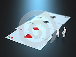 3D illustration of 4 ace cards