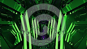 3d illustration of 4K UHD bright futuristic green corridor