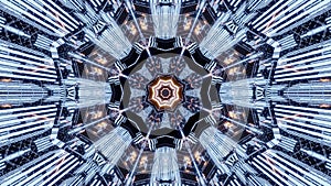 3d illustration of 4K UHD geometric flower shaped tunnel
