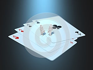 3D illustration of 6 ace cards