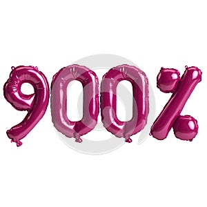 3d illustration of 900 percent dark pink balloons isolated on background
