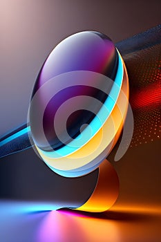 3d illustration of abstract background with colorful spheres, circles and lines