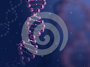 3d illustration of abstract DNA helix in biological blue space.