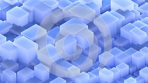 3d illustration of abstract geometric blue cubic shapes