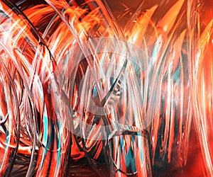 3d illustration abstract glass background texture with color reflection fire and gold