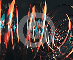 3d illustration abstract glass background texture with color reflection fire and gold