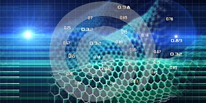 3D illustration. Abstract hexagon algorithm  analytic data. Futuristic hexagon mesh . Big data. Technology and business analyze