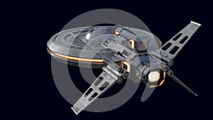 3D-illustration of an alien science fiction starship