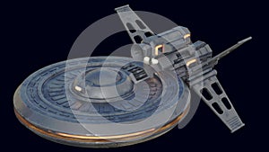 3D-illustration of an alien science fiction starship