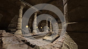 3D-Illustration of an ancient egyptian temple and tomb room for background usage