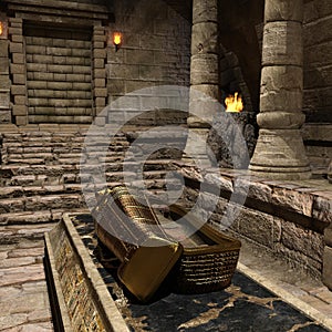 3D-Illustration of an ancient egyptian temple and tomb room for background usage