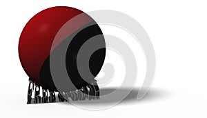3D illustration. Antifa flag in a ball crushing the words free