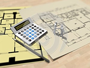 3D illustration of architectural plan.