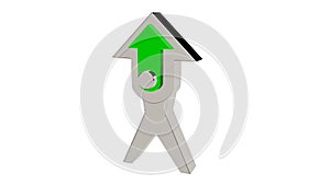 3D illustration arrow. 3D rendering with green middle on white background.