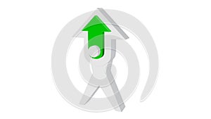 3D illustration arrow. 3D rendering with green middle on white background.