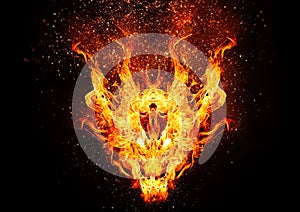 3d illustration of an artistic swirling fire dragon