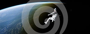 3d illustration. Astronaut in outer space over the planet Earth. Elements of this image furnished by NASA