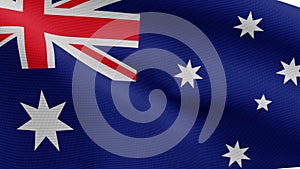 3D illustration Australian flag waving in wind. Australia banner blowing silk