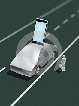 3D illustration of automobile mobile communication