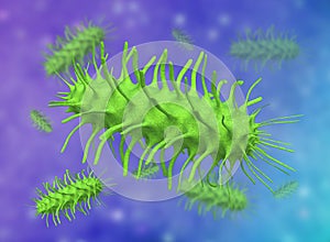 3D illustration of bacillus Bacteria. Bacilli type category