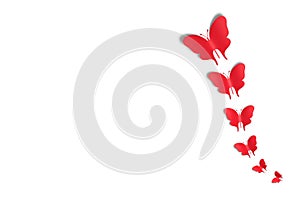 3D Illustration Background Red Butterflies in a row